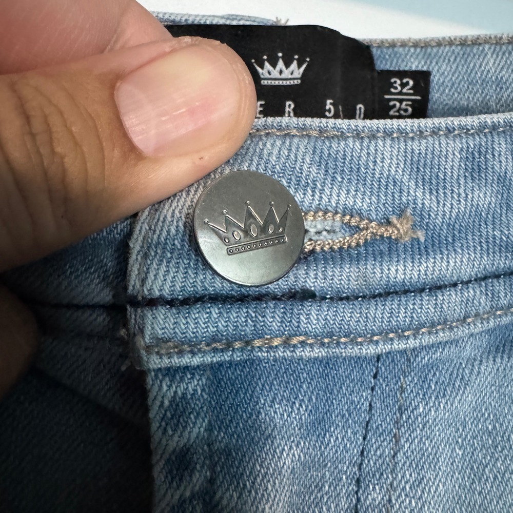 Under 5'10 Straight Stretch Jeans Mens 32x25 Light Wash Blue Denim Office 510 - Picture 3 of 10